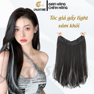 Tóc giả kẹp nửa đầu chữ U làm dày tóc gảy light Xám khói 45 - 60cm thẳng cụp Galistore
