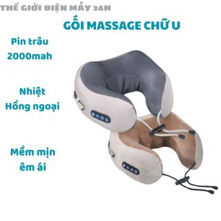 Gối Mát Xa Cột Sống Cổ Hình Chữ U Đa Năng ,gối đeo cổ Xe Ô Tô Di Động Du Lịch