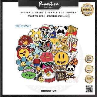 SET 100 STICKER DREW CÁ TÍNH SIÊU CHẤT DÁN TRANG TRÍ ĐIỆN THOẠI LAPTOP