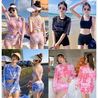 Set đồ tắm bikini nữ đi biển 3 mảnh áo quần và khoác ngoài