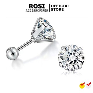 Bông tai nụ nam nữ đính đá zircon, khuyên tai thời trang bền đẹp