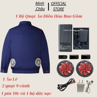 (Free Ship)Áo Điều Hoà Nhật Bản Có Quạt Gió Làm Mát Đủ Phụ Kiện, Pin Dùng 14-16 Tiếng Bảo Hành 12th