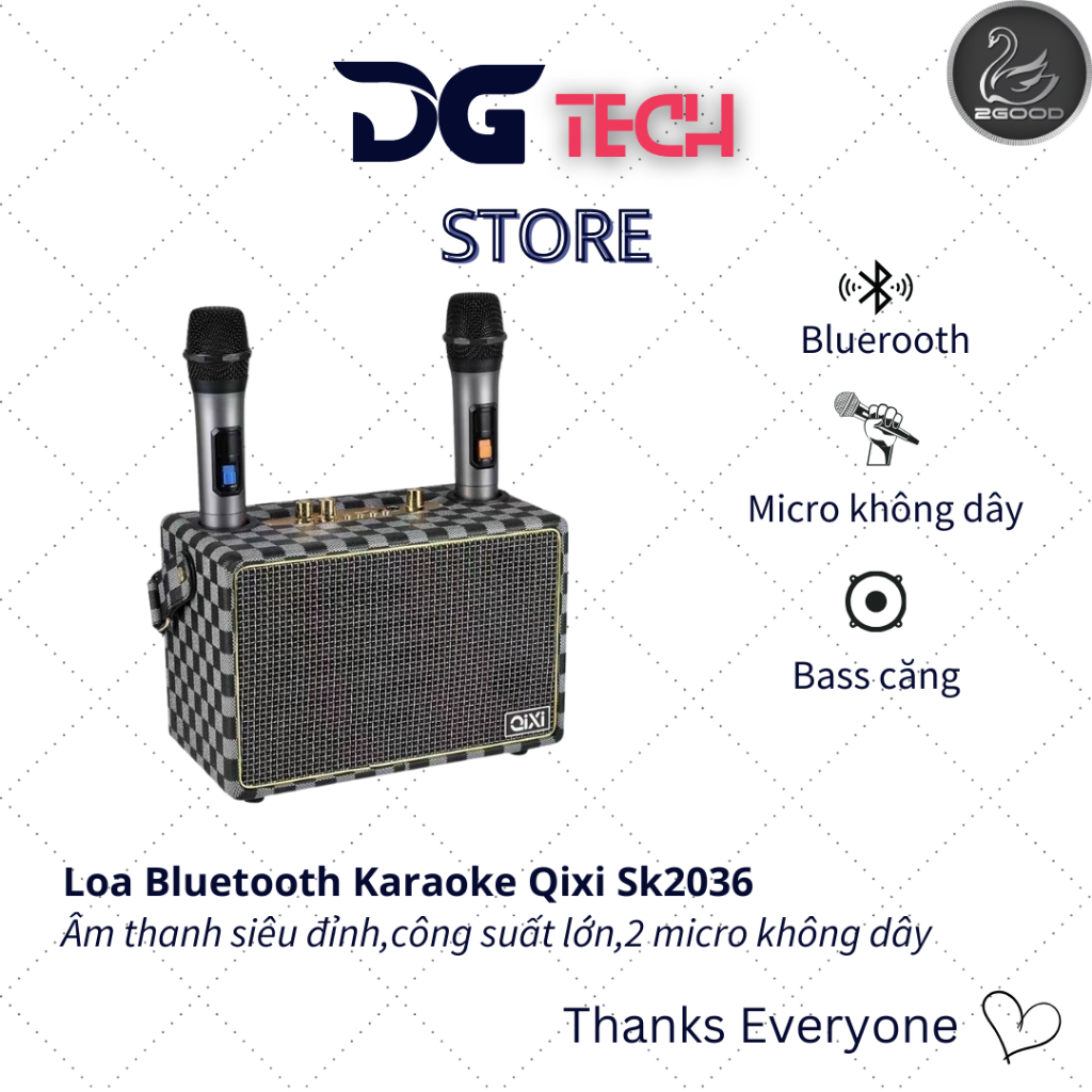 Loa Bluetooth Karaoke SK2036 Bản Cao Cấp Nhất Kèm 2 Micro Không Dây Âm Thanh Siêu Hay Nghe Nhạc Bass Căng 2GOOD | BigBuy360 - bigbuy360.vn