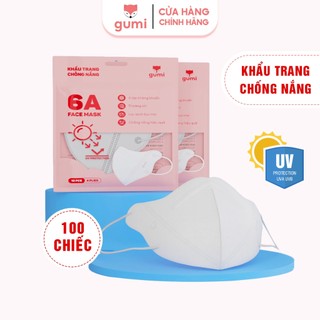 Khẩu trang chống nắng Gumi 4 lớp vải 6A che kín mặt chống tia UV, chống bụi hiệu quả 3 màu trắng hồng đen