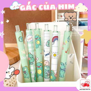 Bút bi mực gel ngòi bấm 0.5mm cute hình khủng long xanh dễ thương