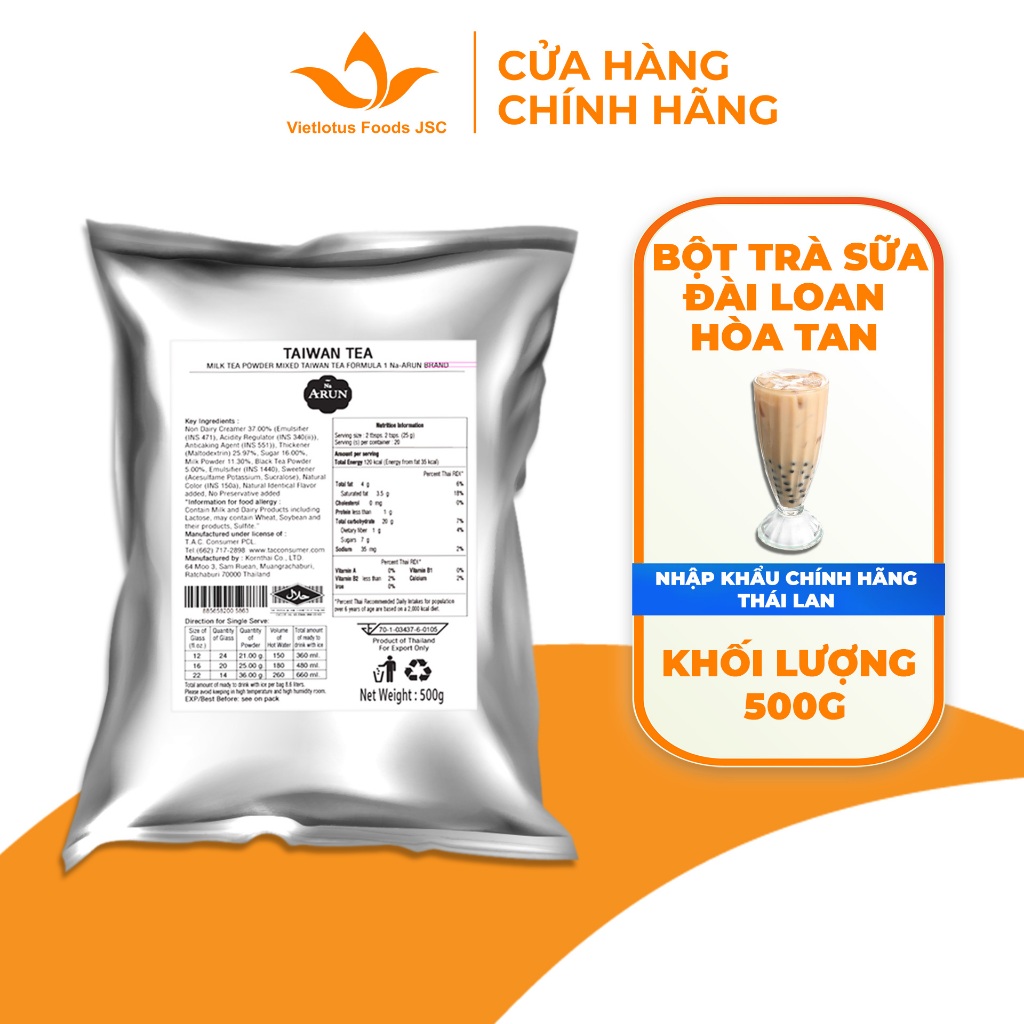 Bột trà sữa Đài Loan pha sẵn - Na Arun thơm ngon đậm vị nhập khẩu Thái Lan