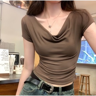 Áo Thun Nữ Cổ Đổ Tay Ngắn chất thun tăm mặc được nhiều kiểu thời trang mùa hè đơn giản dễ phối đồ [TN 0205]