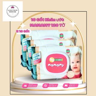   120 TỜ Combo 10 gói khăn giấy ướt MAMAMY Không Mùi 120 tờ ngừa hăm và rôm sảy cho bé chính hãng 