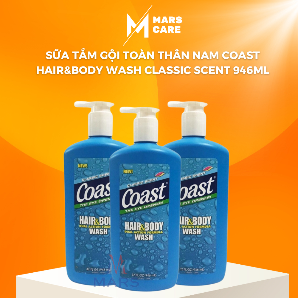 Tắm gội dành cho nam giới Coast Hair&Body Wash Classic Scent 946ml, Tắm gội Coast của Mỹ - MarsCare
