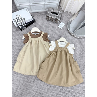 Váy bé gái, set váy yếm thô kèm áo cotton cho bé 10-32kg