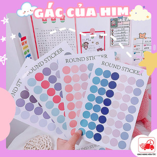 Set sticker 48 tấm hình dán tròn round sticker, phụ kiện dán postcard, dán ảnh
