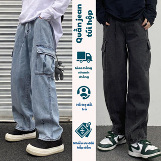 Quần jean túi hộp dáng suông rộng Cargo pants nam nữ ống suông FABUMAN form rộng túi hộp Unisex phong cách boy phố