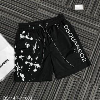  Quần Short Gió Nam Dsq2 Đen In Chữ Dọc Đùi Phối Dập Vẩy Sơn Trắng Dệt Chữ Dành Cho Anh Em Boy Phố Đi Chơi Đi Biển 2024 
