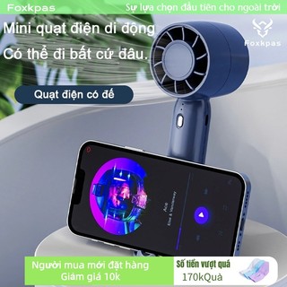 Foxkpas Quạt mini cầm tay tích điện N10 3 tốc độ gió mát đi kèm chân đế để bàn nhỏ gọn