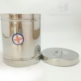 Hộp đựng gòn y tế inox  ghép có nắp size 13cmx15 - Hộp gòn đại 13x15cm