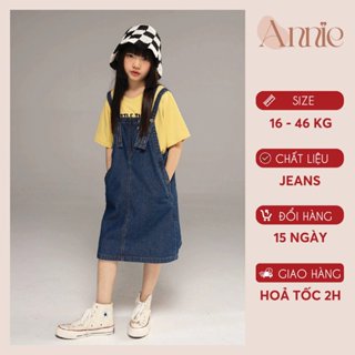 Set yếm bé gái size đại Anniebaby váy jean bé gái áo thun cộc tay từ 16 đến 46kg Quần áo trẻ em mùa hè YE24001