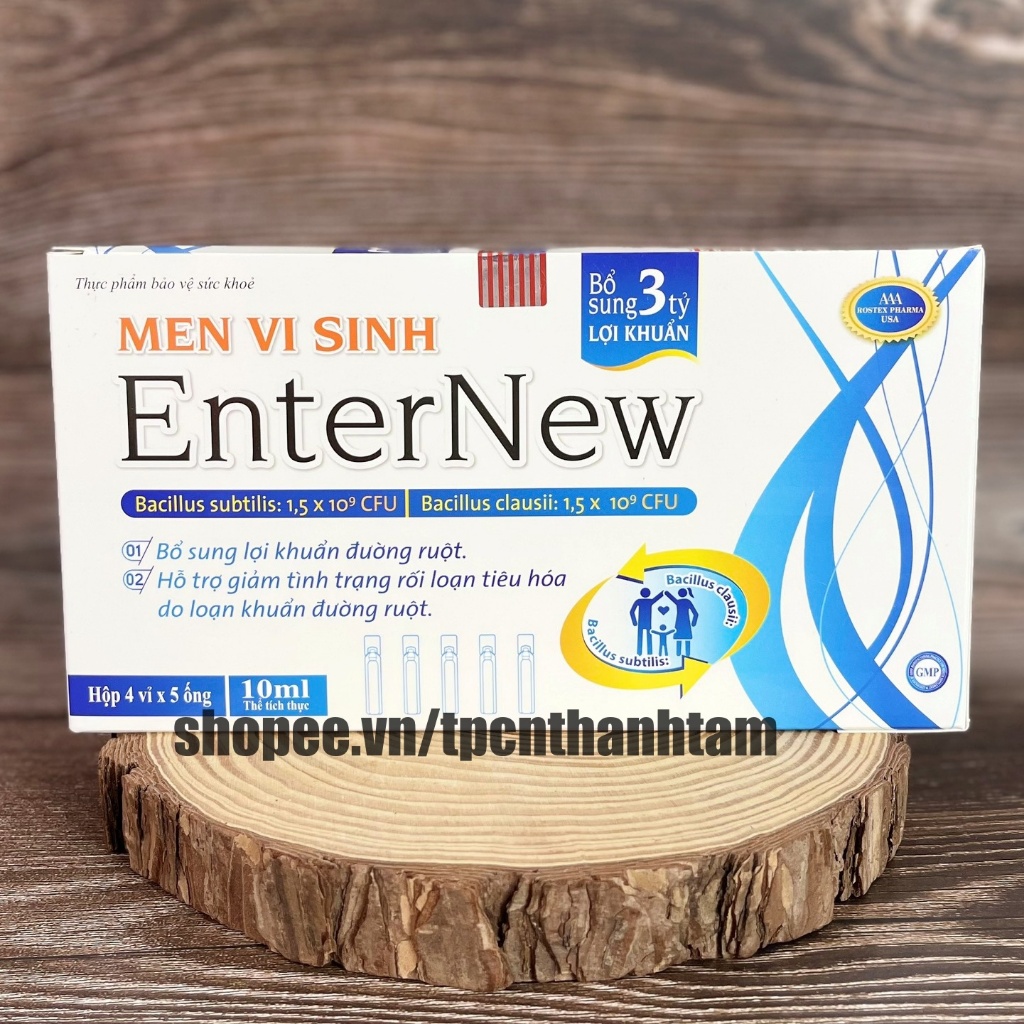 Ống men vi sinh Enter New bổ sung lợi khuẩn, giảm tiêu chảy, táo bón tức thời - Hộp 20 ống