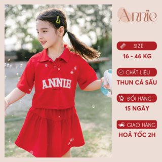 Set bộ bé gái size đại Anniebaby áo polo chân váy tennis chất thun cá sấu mềm mịn Váy bé gái lớn BD24026