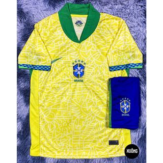 Bộ Áo bóng đá đội tuyển BRAZIL sân nhà mùa giải 2024 - 2025 chuẩn thi đấu bàn fan hàng super thái lan chuẩn thi đấu