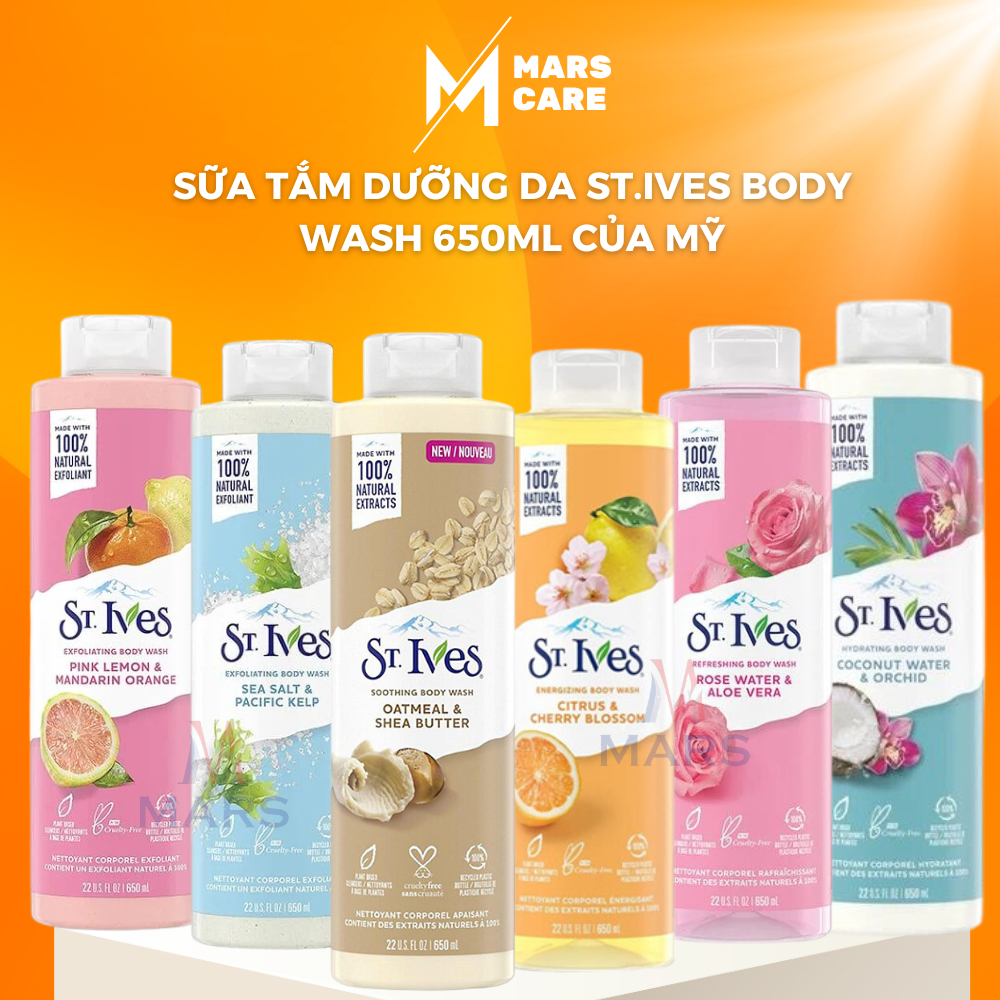 Sữa Tắm Dưỡng Da St.Ives Body Wash, Sữa tắm tẩy tế bào chết St. Ives 650ml - MarsCare