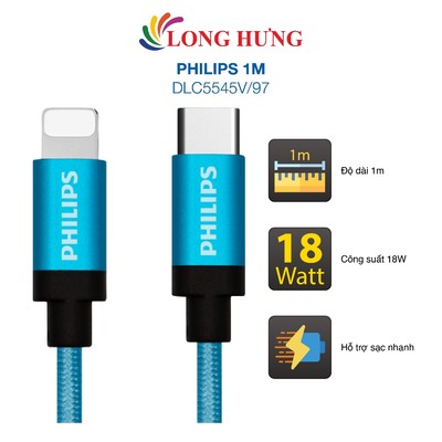 Cáp USB Type-C to iP Philips MFI 1m DLC5545V/97 - Hàng chính hãng