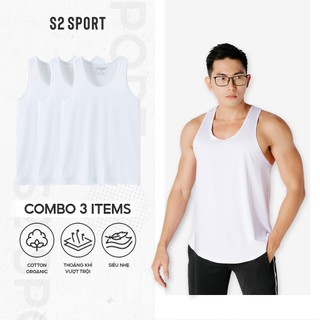 Combo 03 Áo thun ba lỗ lót trong S2 SPORT 100% cotton tự nhiên siêu mềm, thoáng khí - SC21.CB3