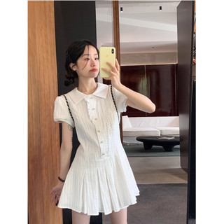 @Timestudiowear - Đầm sơ mi trắng xếp ly vải thô boi hàng loại 1 ( kèm quần trong rời)