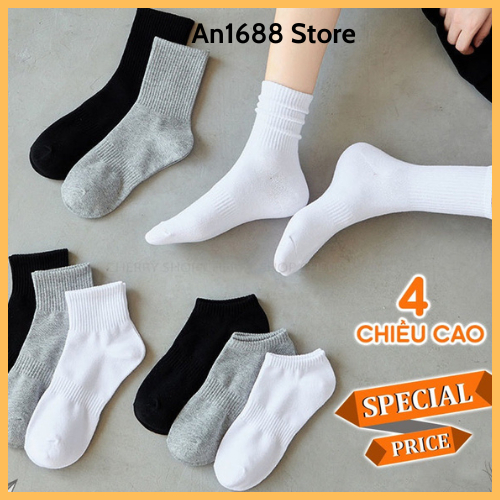 Sỉ 10 đôi tất vớ nam nữ chất liệu vải Hàn co giãn bốn chiều, kiểu dáng trơn phong cách hiện đại