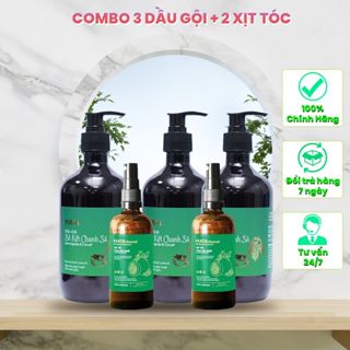  COMBO TRẢI NGHIỆM 3 Dầu gội bồ kết chanh sả 500ml + 2 Xịt bưởi 100ml an toàn lành tính 