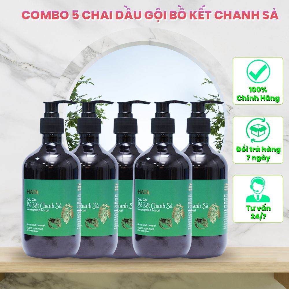  COMBO CHẤN ĐỘNG 5 Chai Dầu gội Bồ Kết Chanh Sả 500ml Chai 