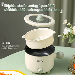 Nồi lẩu điện mini đa năng, nồi điện mini chống dính 1.8l, nấu lẩu, xào, hấp, chiên tiện dụng