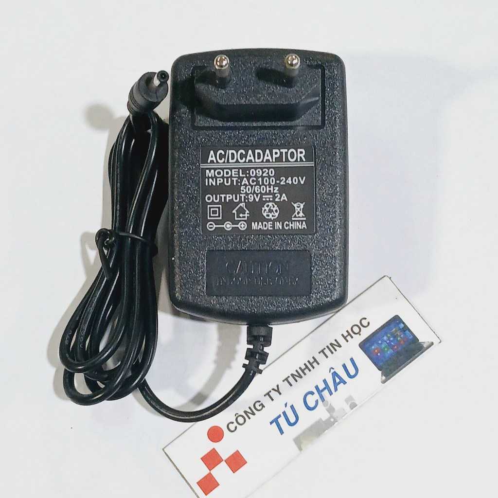 Adapter DC 9V - 2A (Đầu cắm 3.5mm x 1.35mm)