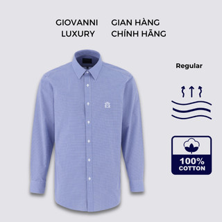 Áo Sơ Mi Nam Dài Tay GIOVANNI Kẻ Ô Xanh Chất Liệu Cotton Cao Cấp GLS01-020