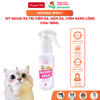 Vemedim Micona Spray viêm nang lông, viêm da, nấm da cho chó, mèo, chai 100ml