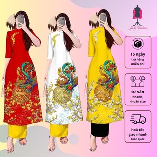 Áo dài lụa tằm in 3D Mai Phụng sang trọng AD06- Lady Fashion