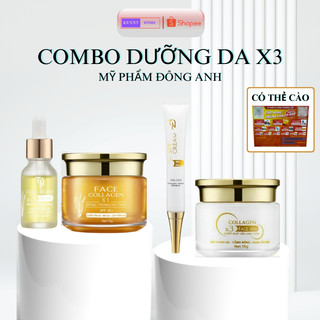 Bộ kem face đông anh mới - kem face collagen x3 ngày đêm + serum x3 + kem chống nắng x3