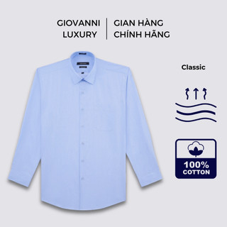 Áo Sơ Mi Nam Dài Tay GIOVANNI Trơn Xanh Chất Liệu 100% Pure Pima Cotton Cao Cấp GLS00-004