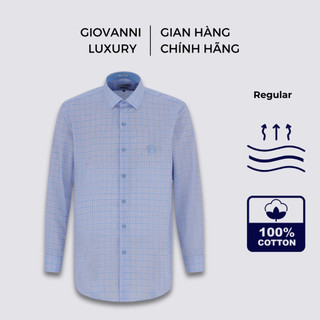 Áo Sơ Mi Nam Dài Tay GIOVANNI Kẻ Sọc Xanh Chất Liệu 100% Pure Pima Cotton Cao Cấp GLS01-042