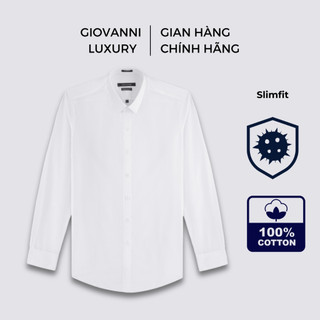 Áo Sơ Mi Nam Dài Tay GIOVANNI Trắng Trơn Slimfit Chất Liệu 100% Pure Pima Cotton Cao Cấp GLS02-005