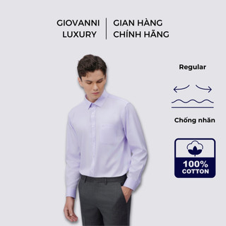 Áo Sơ Mi Nam Dài Tay GIOVANNI Trơn Chất Liệu 100% Cotton Supima Công Nghệ Garment Dipping Không Nhăn GLS01-024
