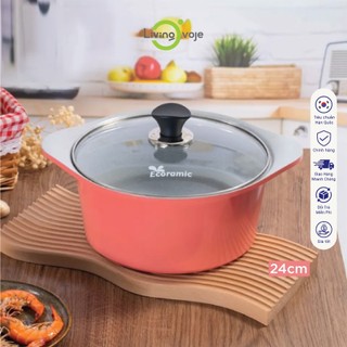 Nồi đá Ecoramic 24 cm cao cấp phủ 5 lớp chống dính ceramic siêu bền – 24 cm