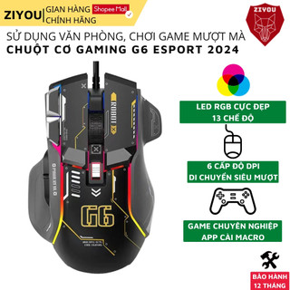 Chuột Cơ Máy Tính Gaming Ziyou G6 Pro 2024 Led RGB 13 Cao Cấp Chế Độ Chuyên Game, Văn Phòng