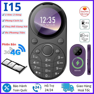 Điện Thoại i15 Pro Mini Mặt Tròn Độc Lạ Máy 2 Sim hỗ trợ 3G 4G Bàn Phím To Tặng Kèm Ốp Lưng Pin trâu nghe nhạc