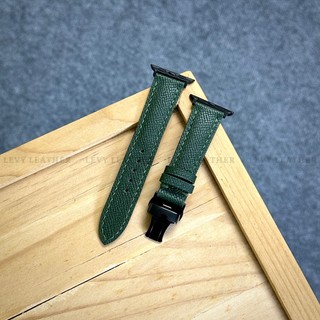 Dây da Epsom Xanh rêu, may tay thủ công cho đồng hồ Aw và đồng hồ cơ