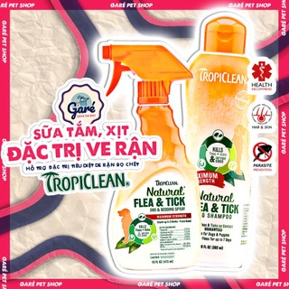 Sữa tắm Xịt Ve Rận Bọ chét & Trứng ký sinh cho Chó Mèo TropiClean Natural Kill Flea & Tick nhập Mỹ an toàn hiệu quả