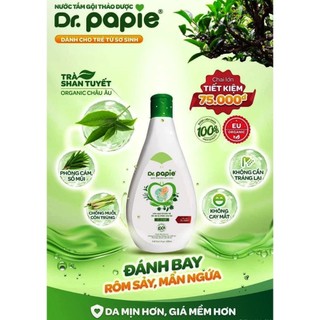 Chai 500ml / Nước Tắm gội Thảo Dược DR.PAPIE Cho Bé- Giúp Ngăn Ngừa Và Giảm Các Vấn Đề Về Da - DR PAPIE
