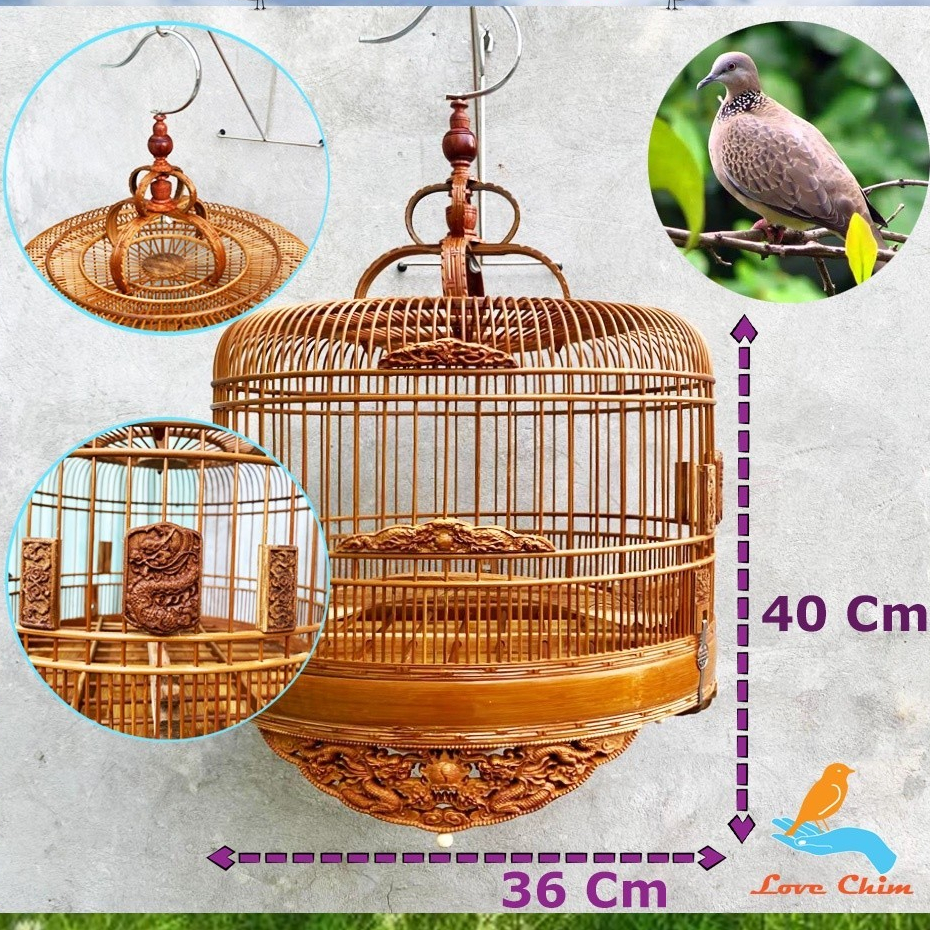 Lồng chim Cu Gáy, Lồng Cu Gáy đục đẹp - chất liệu trúc già , Lồng chim đẹp