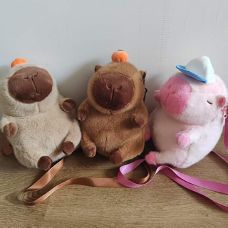 Ba lô nữ hoạt hình capybara nhồi bông dễ thương trang trí quả cam đáng yêu có thể đeo ba lô hoặc túi vai đeo chéo