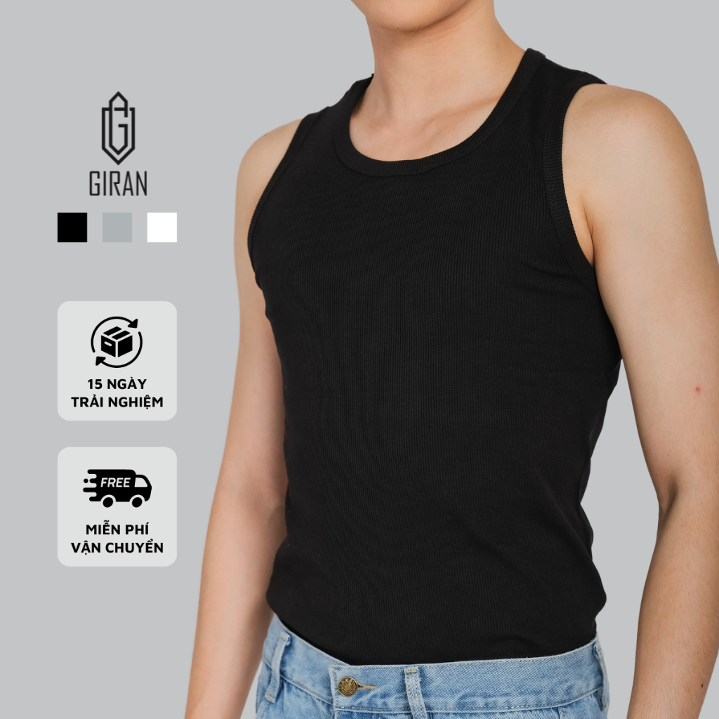 Áo Ba Lỗ Tanktop Thun Gân GIRAN TT0001 Form Ôm Body, Thể Thao, Tập Gym, Thoáng Mát
