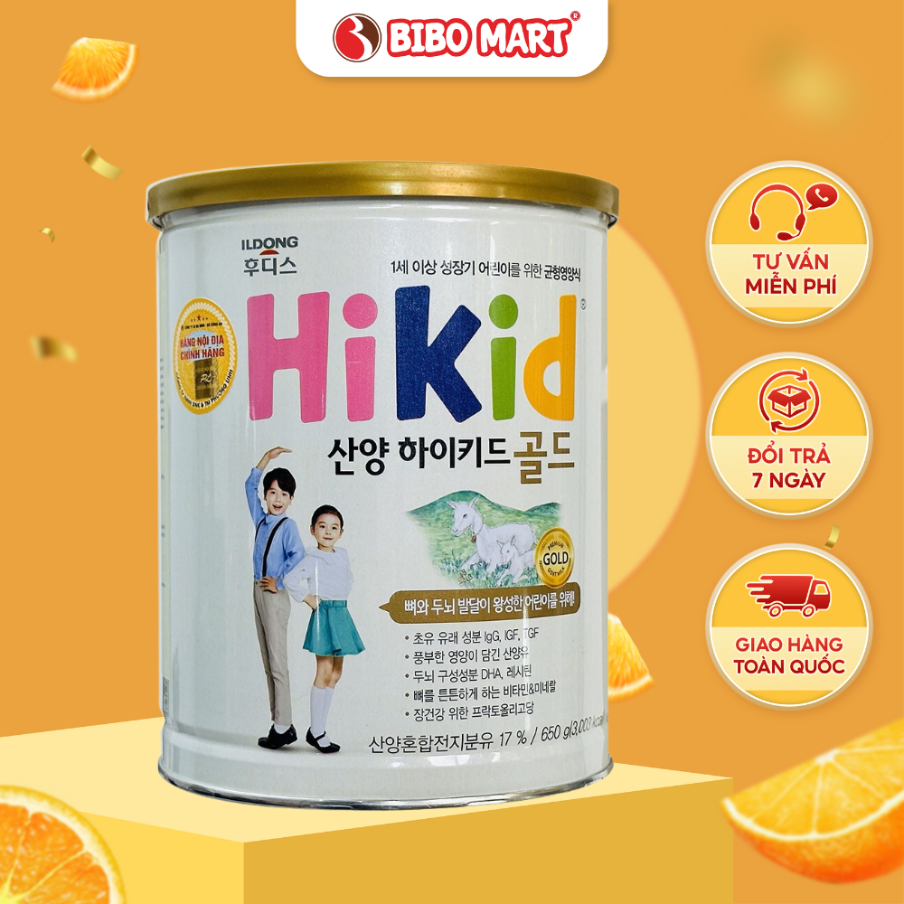 Sữa Bột Hikid Hàn Quốc Sữa Dê Tăng Chiều Cao Bổ Sung Dinh Dưỡng Cho Bé 650g Đến 9 Tuổi - Bibo Mart